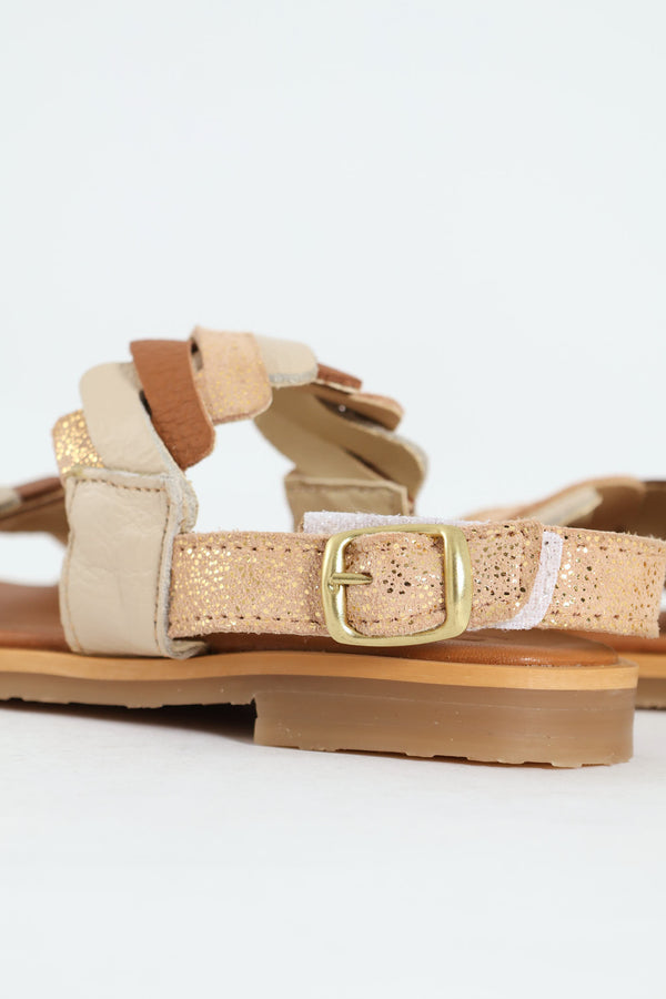 Girls Pleated Genuine Leather Sandal