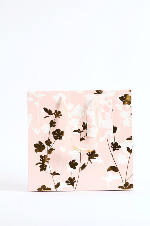 Coral Gold Foil Gift Bag Small - Pink