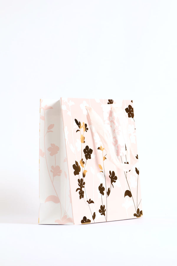 Coral Gold Foil Gift Bag Small - Pink