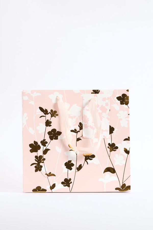 Coral Gold Foil Gift Bag Small - Pink