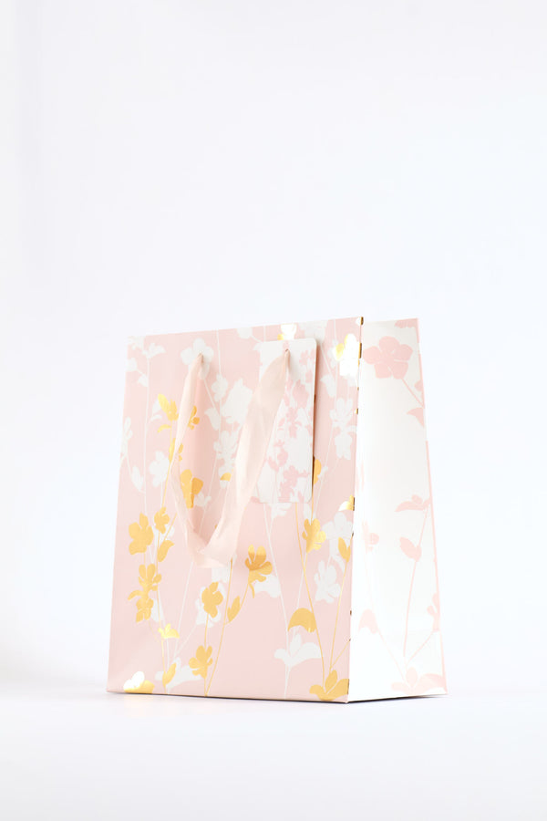 Coral Gold Foil Gift Bag Small - Pink