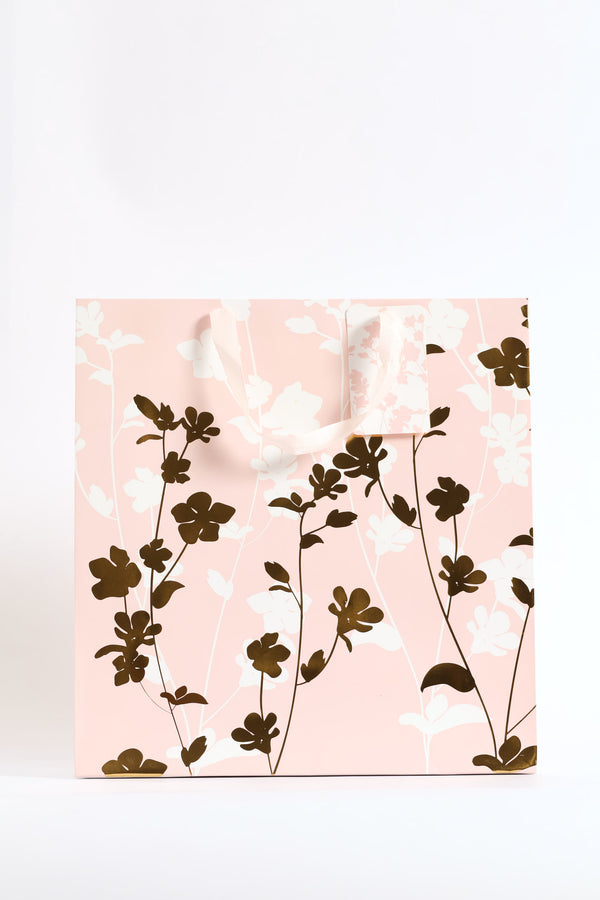 Coral Gold Foil Gift Bag Large - Pink