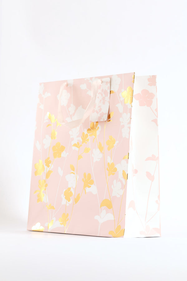 Coral Gold Foil Gift Bag Large - Pink
