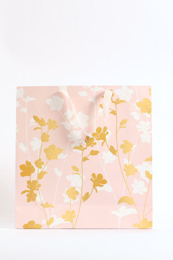 Coral Gold Foil Gift Bag Large - Pink