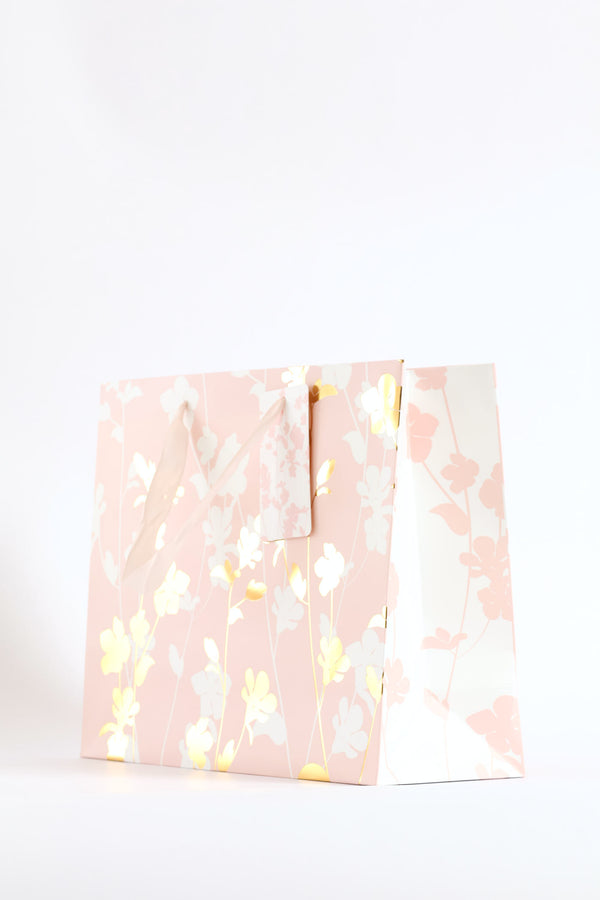 Coral Gold Foil Gift Bag Medium - Pink