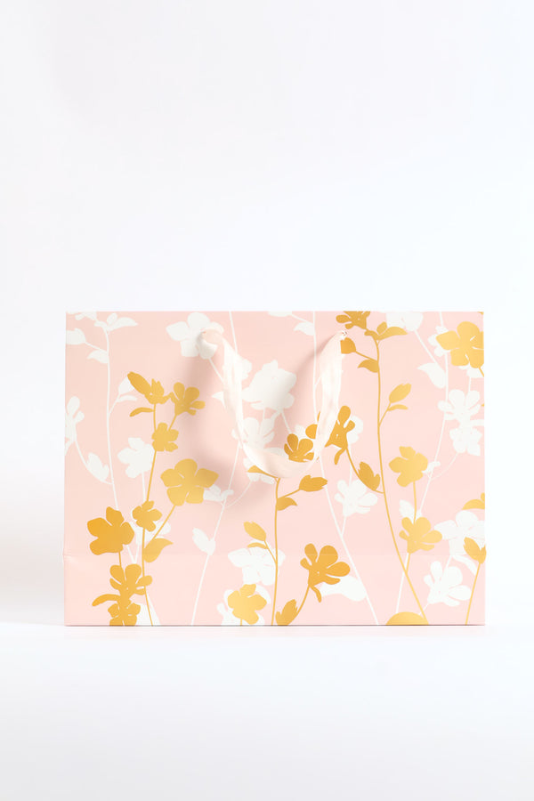 Coral Gold Foil Gift Bag Medium - Pink
