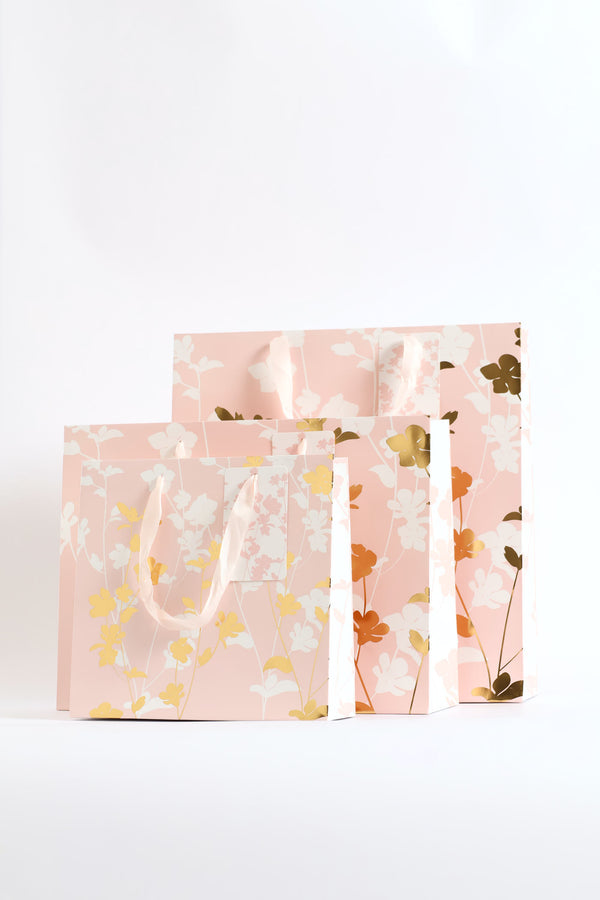 Coral Gold Foil Gift Bag Medium - Pink