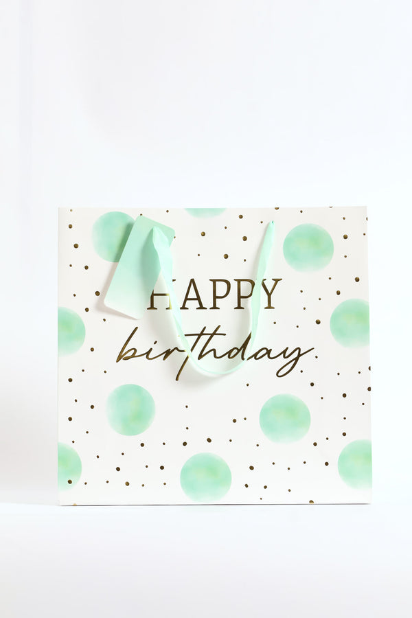 Happy Birthday Dot Gift Bag Medium - Mint