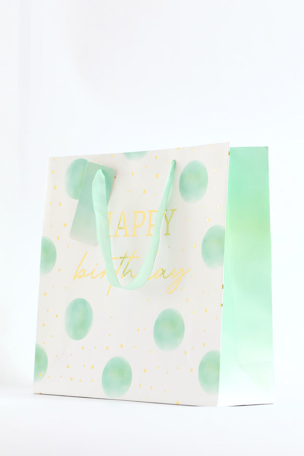 Happy Birthday Dot Gift Bag Medium - Mint