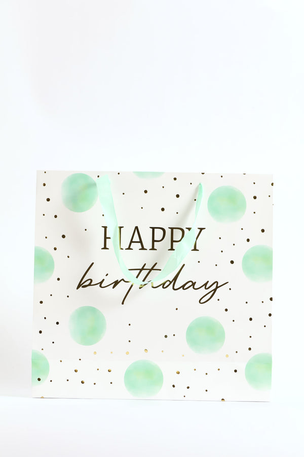 Happy Birthday Dot Gift Bag Medium - Mint