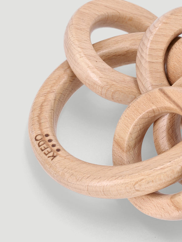 Beechwood Rattle Keychain Toy - Brown