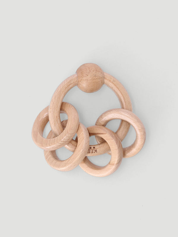 Beechwood Rattle Keychain Toy - Brown