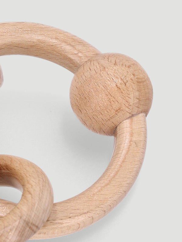 Beechwood Rattle Keychain Toy - Brown