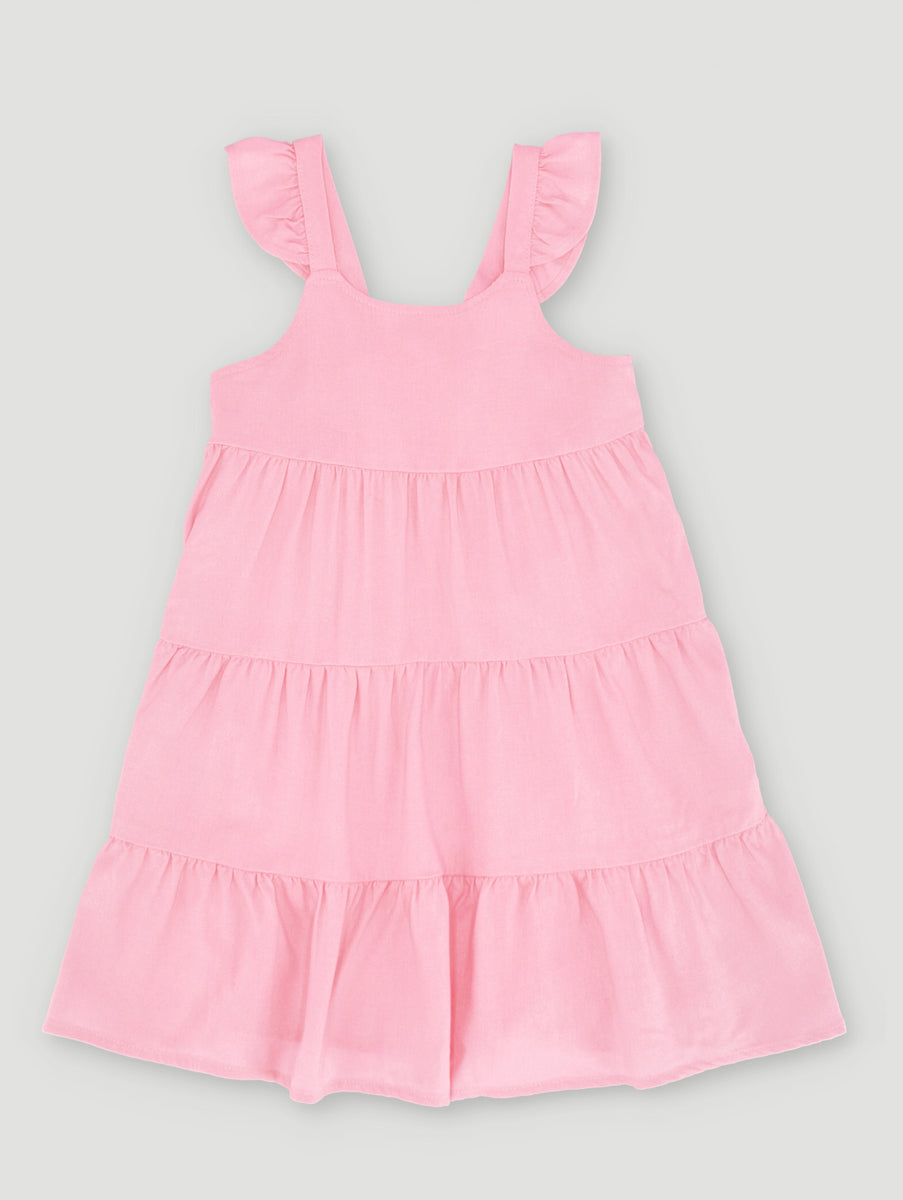 Girls Raspberry Tiered Dress – Keedo