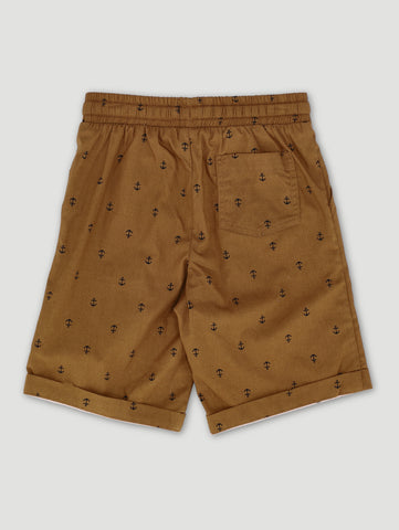 Boys All Over Print Rust Yacht Short