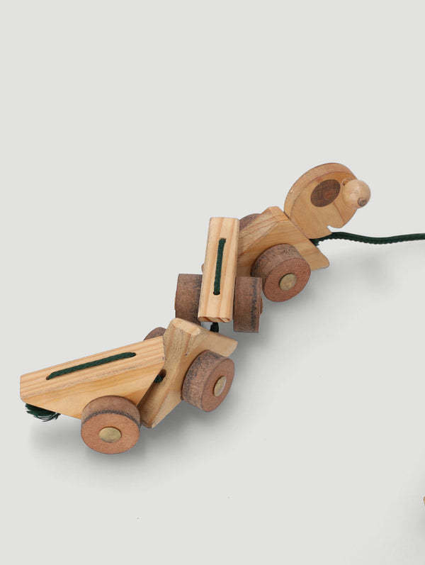 Pull-A-Long Wooden Caterpillar Toy - Tan