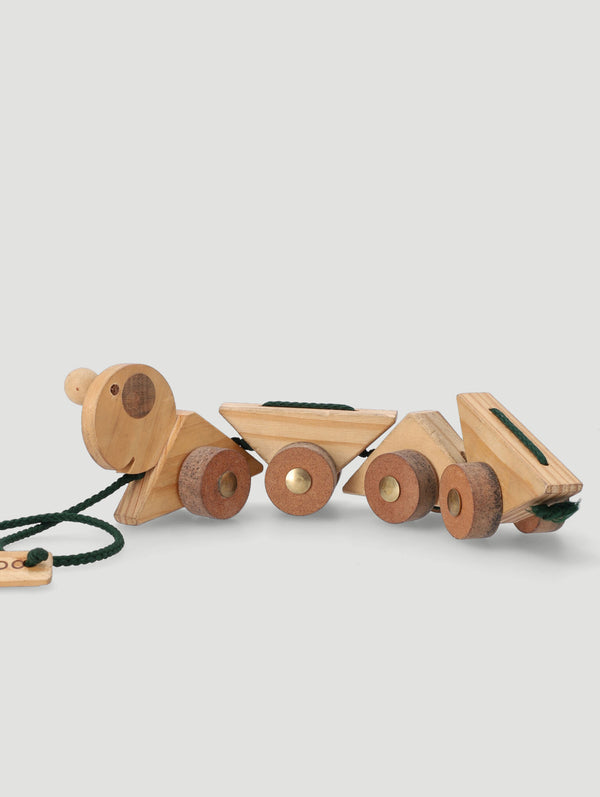 Pull-A-Long Wooden Caterpillar Toy - Tan