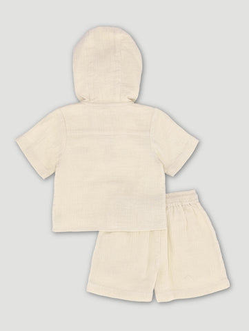 Baby Boys Muslin Hooded Short Set