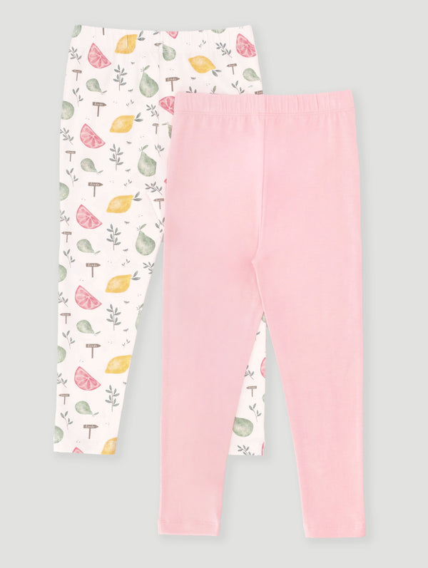 Girls Fruit Print 2 Pack Legging - Pink
