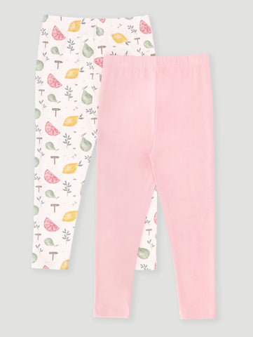 Girls Fruit Print 2 Pack Legging - Pink