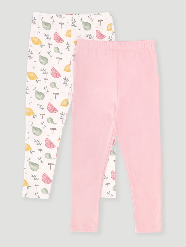 Girls Fruit Print 2 Pack Legging - Pink
