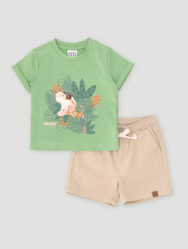 Baby Boys Tee And Short Set - Green