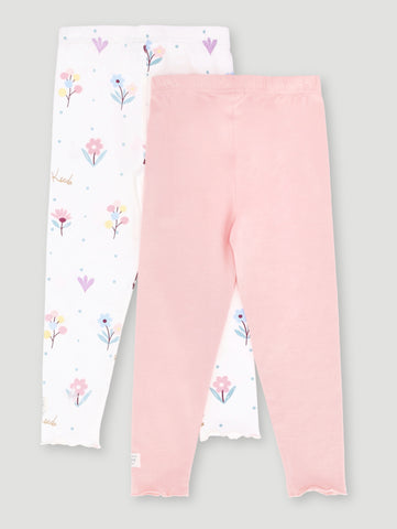 Girls 2 Pack Floral Leggings