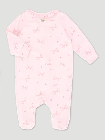 Baby Girls Pink Bow Cotton Lycra Sleepsuit