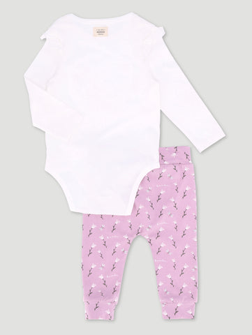 Baby Girls Lilac Floral Frill Vest & Legging Set