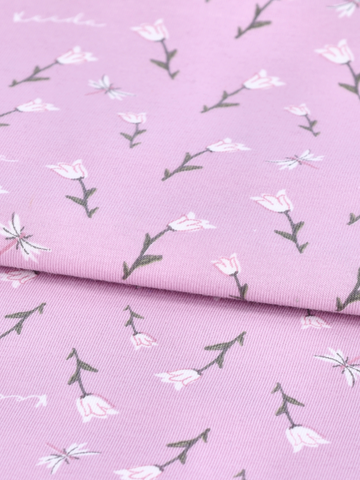 Lilac Flower Printed Cotton Lycra Blanket