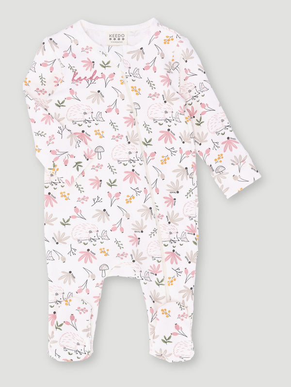 Baby Girls Hedgehog Printed Sleepsuit