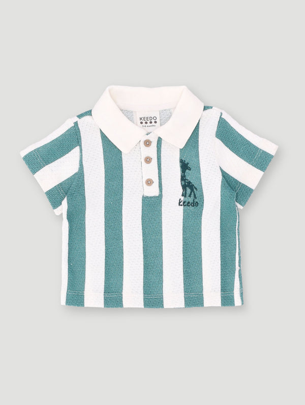 Baby Boys Stripe Golfer - White