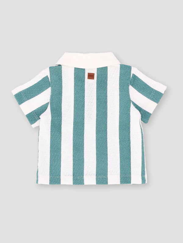 Baby Boys Stripe Golfer - White