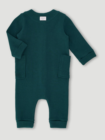 Baby Boys Button Through Waffle Romper - Teal