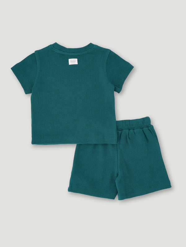 Baby Boys Waffle Tee And Short Set - Teal