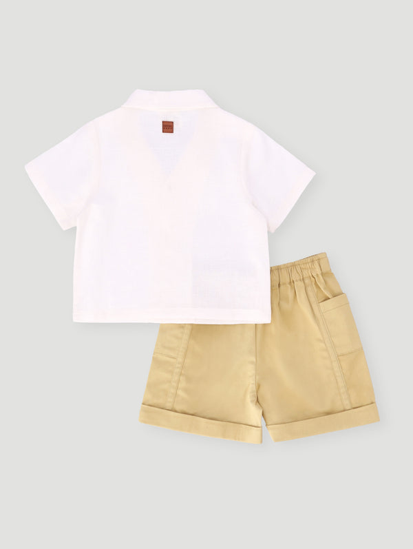 Baby Boys Woven Button Tee And Short - White