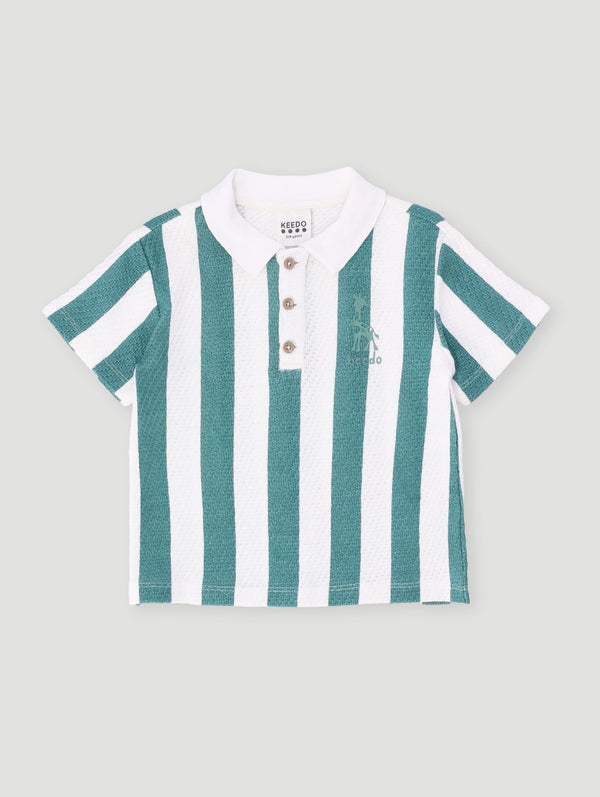 Boys Stripe Golfer - White