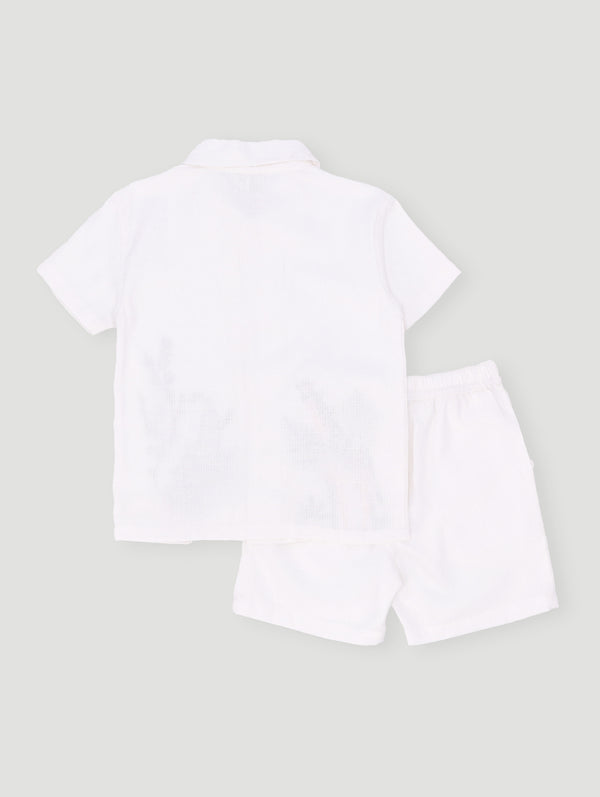Boys Embroidered Resort Set - Cream