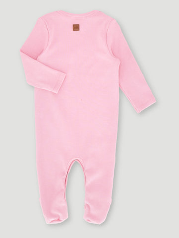 Baby Girls Embroidered Pocket Sleepsuit - Pink