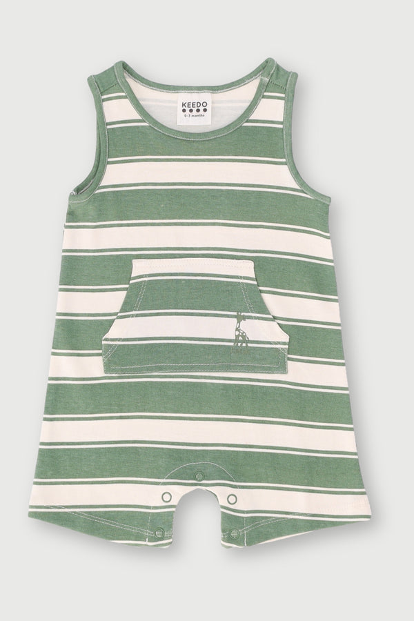 Baby Boys Stripe Romper - Fatigue