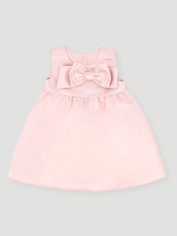 Baby Girls Smart Satin Bow Dress - Dusty Pink