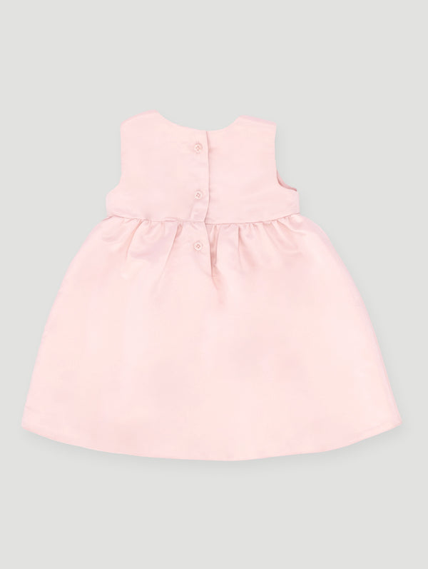 Baby Girls Smart Satin Bow Dress - Dusty Pink