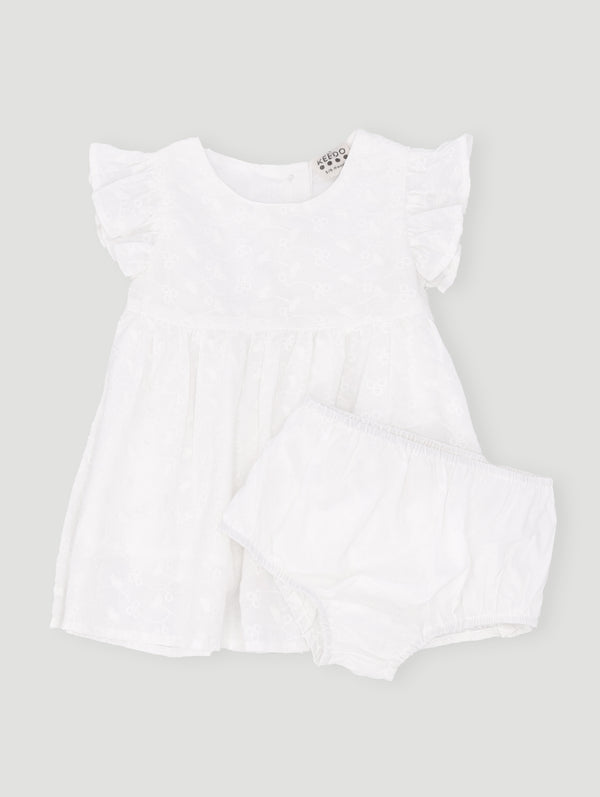 Baby Girls Anglaise Dress - White