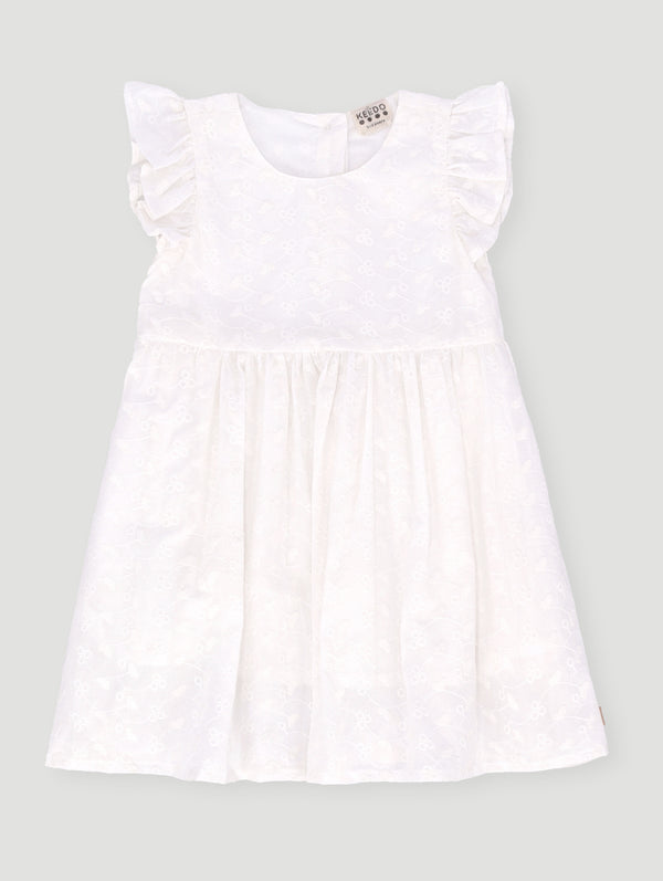 Girls Anglaise Dress - White