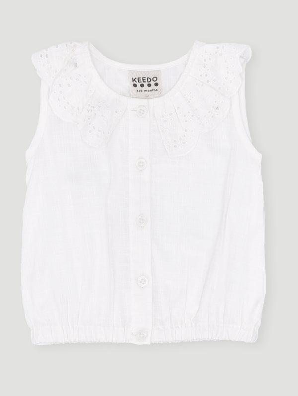 Baby Girls Anglaise Top - White