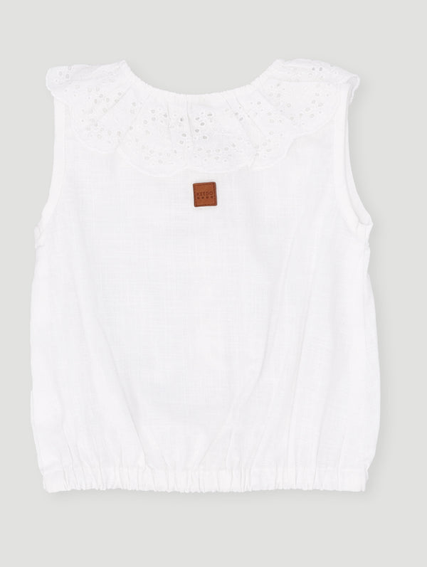 Baby Girls Anglaise Top - White