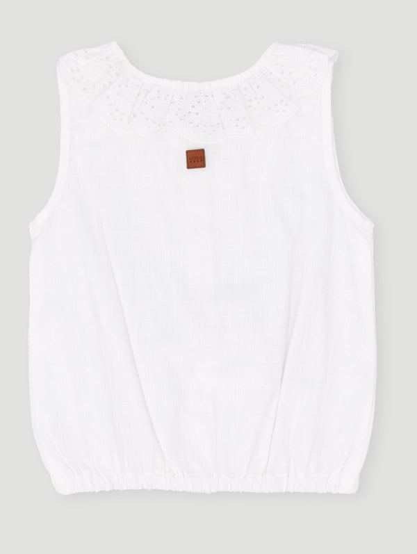 Girls Anglaise Fashion Top - White