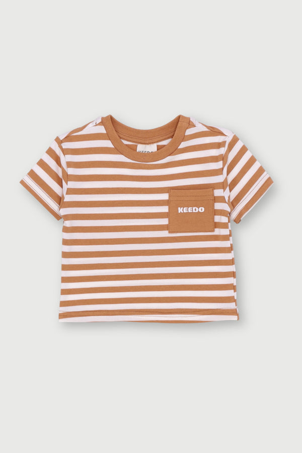 Baby Boys Stripe Fashion Tee - Biscuit