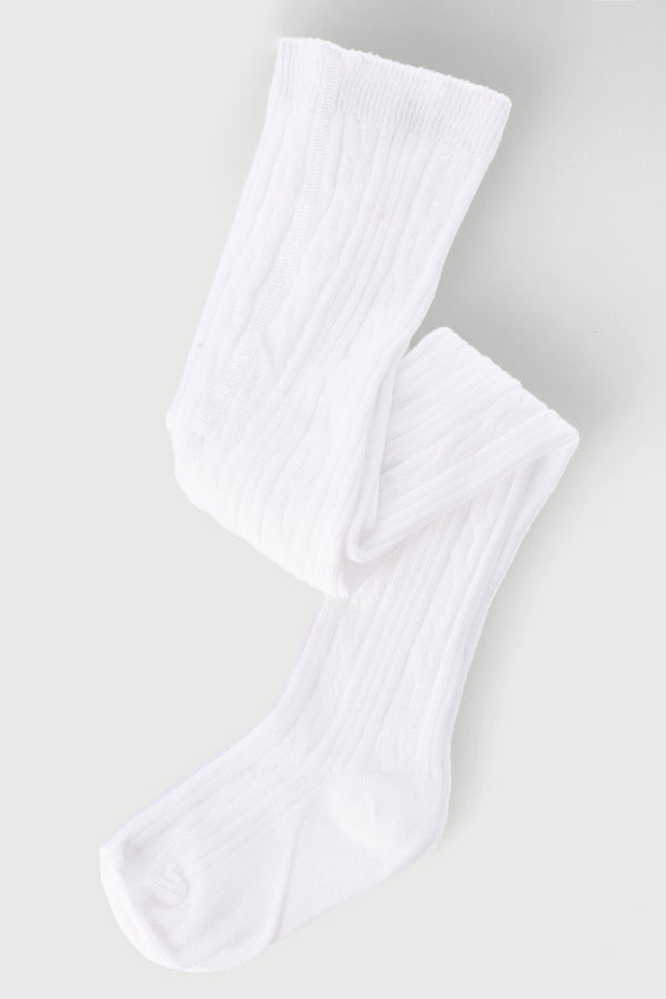 Girls Textured Knit Stockings - White