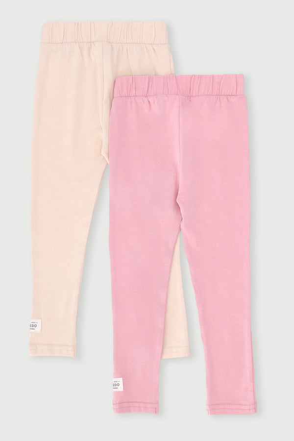 Girls 2 Pack Floral Legging - Pink